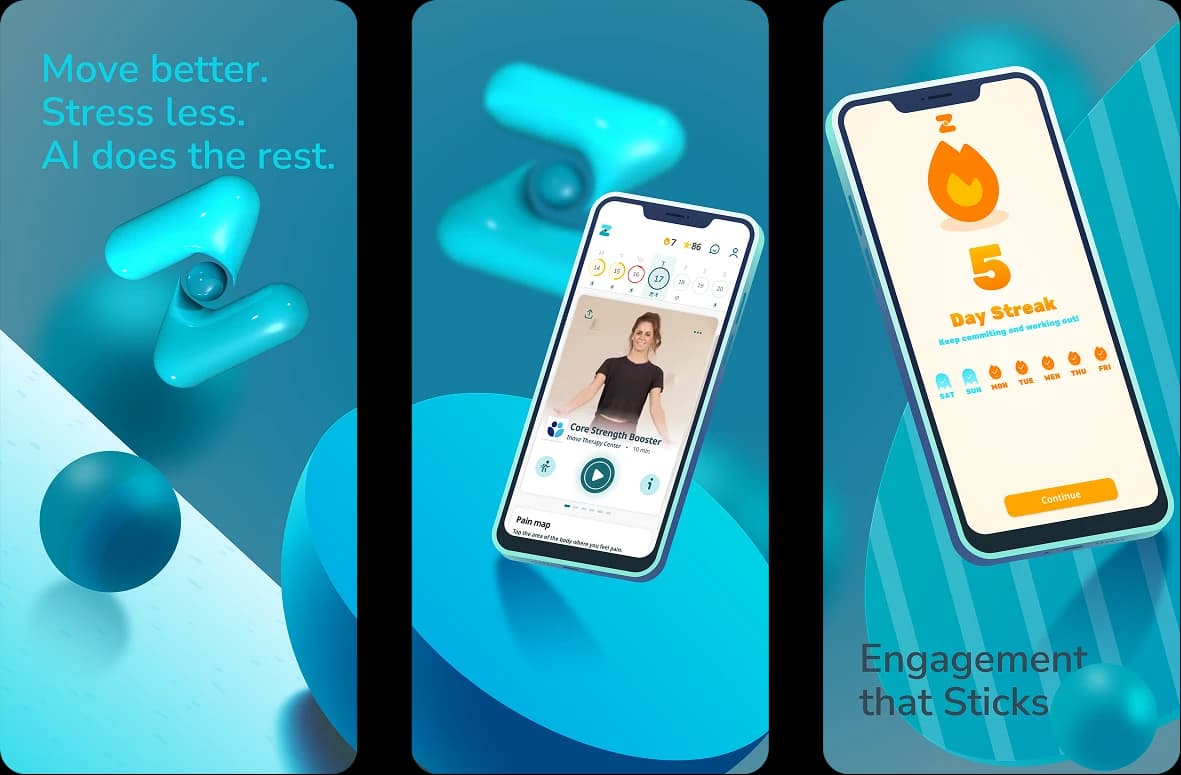 Zerapy mobile app screens